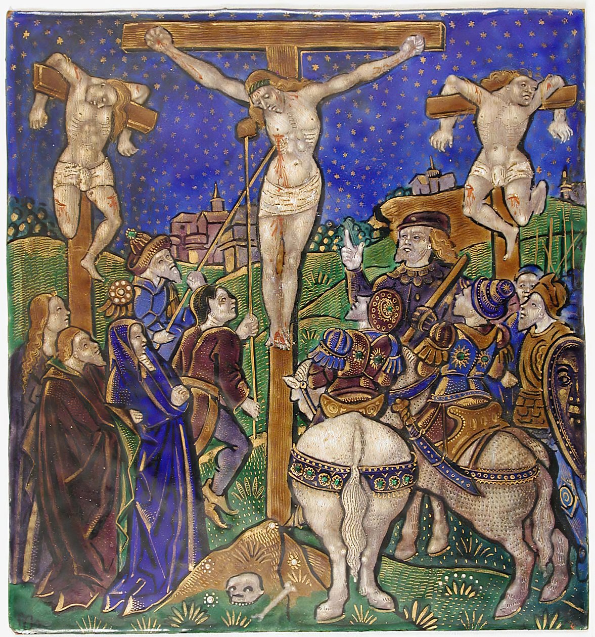 Triptyykkitaulu ristiinnaulitsemalla, ranska, 1500-luvun alku. tekijältä Unbekannt