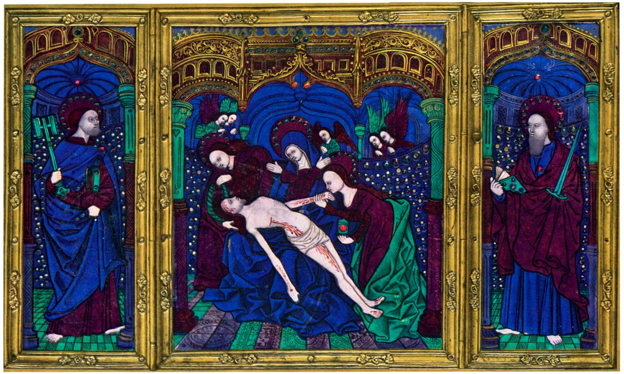 Triptyykki, champlevé-emali kuparilla, 1500-luku, 1931 tekijältä Unbekannt