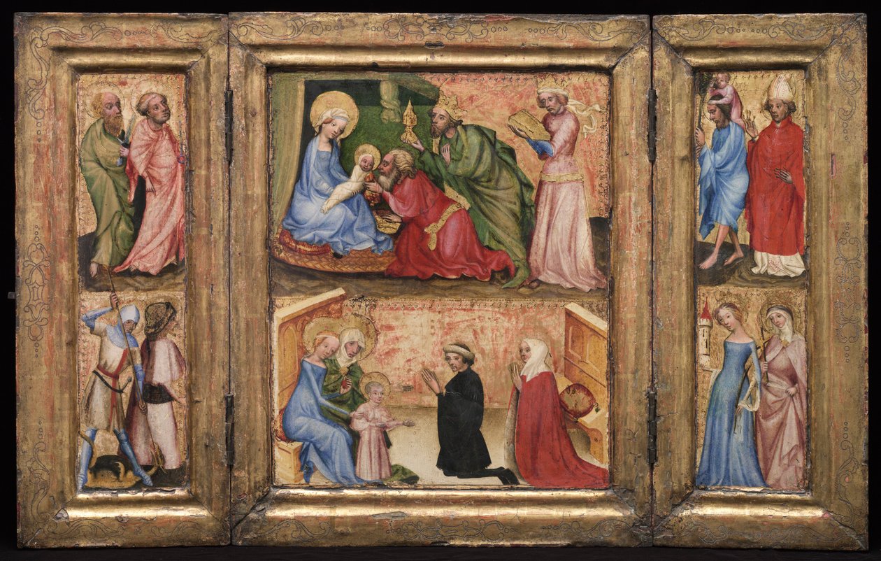 Triptyykki tietäjien palvonnan kanssa n. 1424. tekijältä Unbekannt