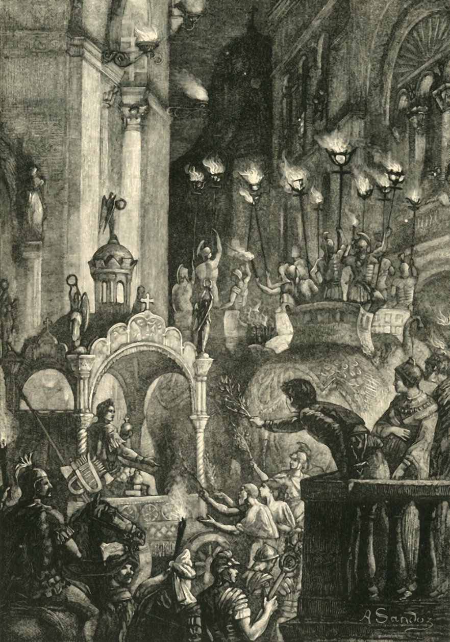 Herakleioksen voitto Konstantinopolissa, 629 jKr, 1890. tekijältä Unbekannt