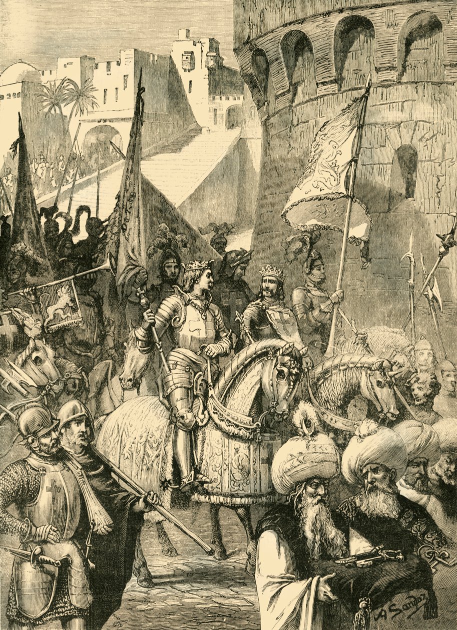 Richard I:n ja Philip Augustuksen voittokulku Acre, 1191, 1890. tekijältä Unbekannt