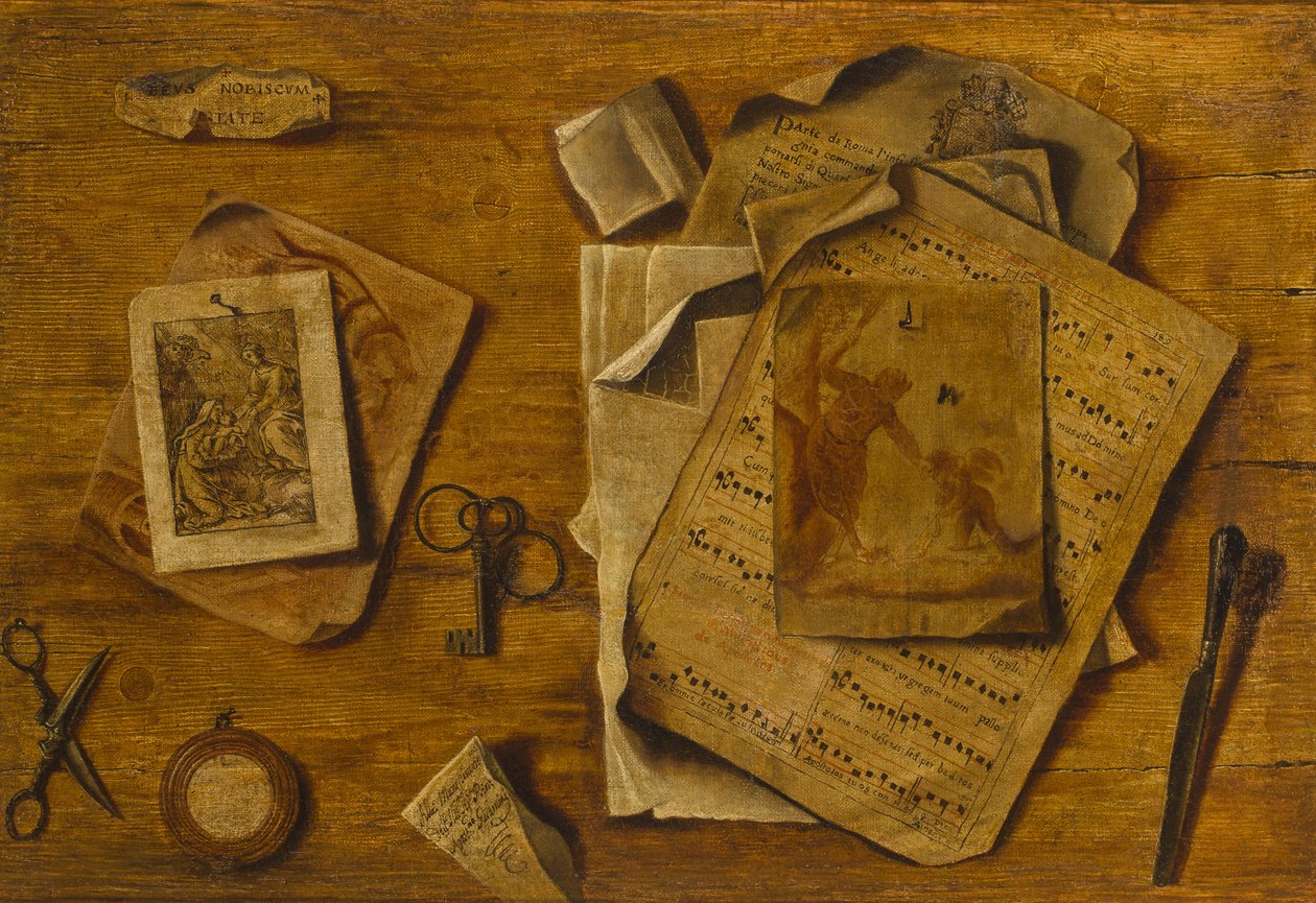 Trompe-lil, jossa nuotit, piirustukset ja koskettimet, c. 1800 tekijältä Unbekannt