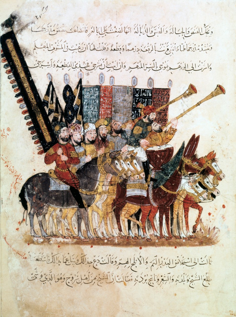 Ratsumiesjoukko uskonnollisessa seremoniassa, c1240 tekijältä Unbekannt