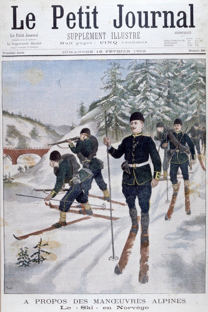 Joukkoja suksilla alppilentosarjassa, Norja, 1902 tekijältä Unbekannt