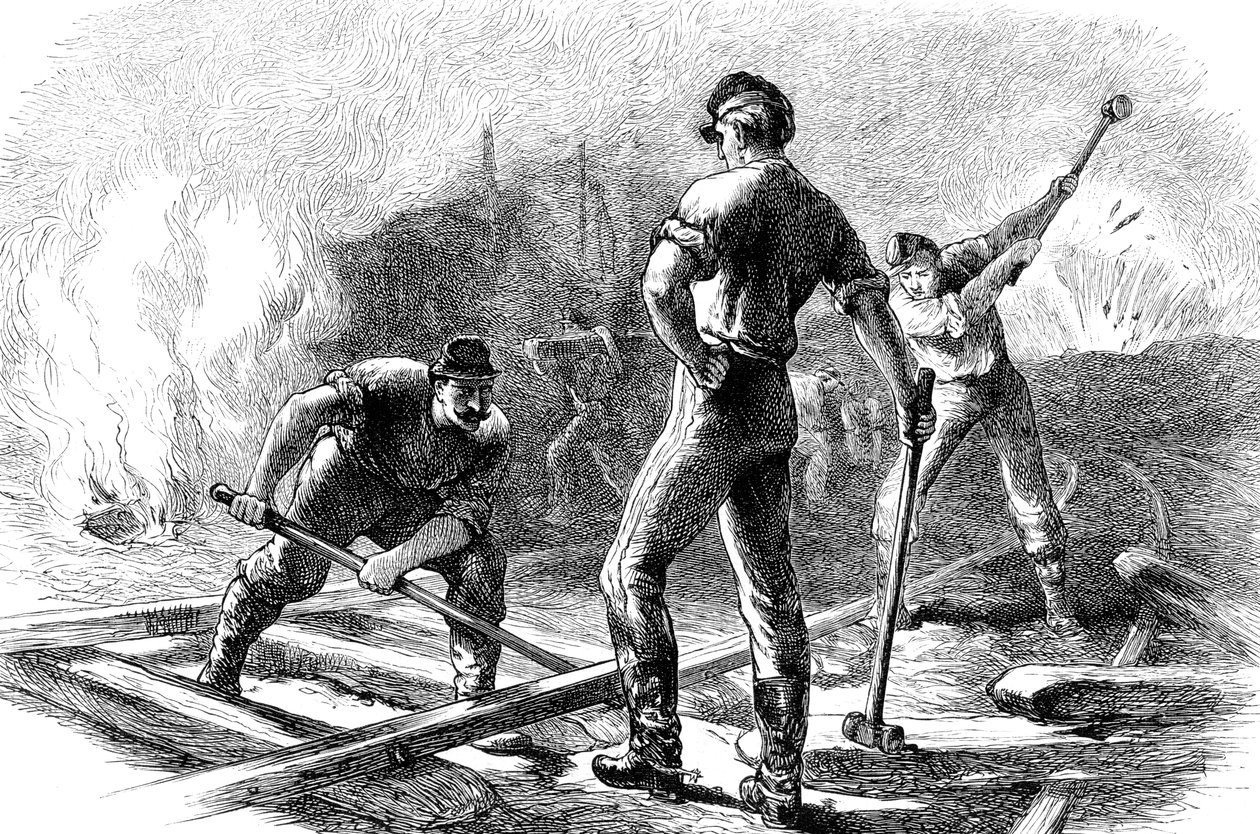 Joukot repivät rautatien, Amerikan sisällissota, 1861-1865 c1880 tekijältä Unbekannt