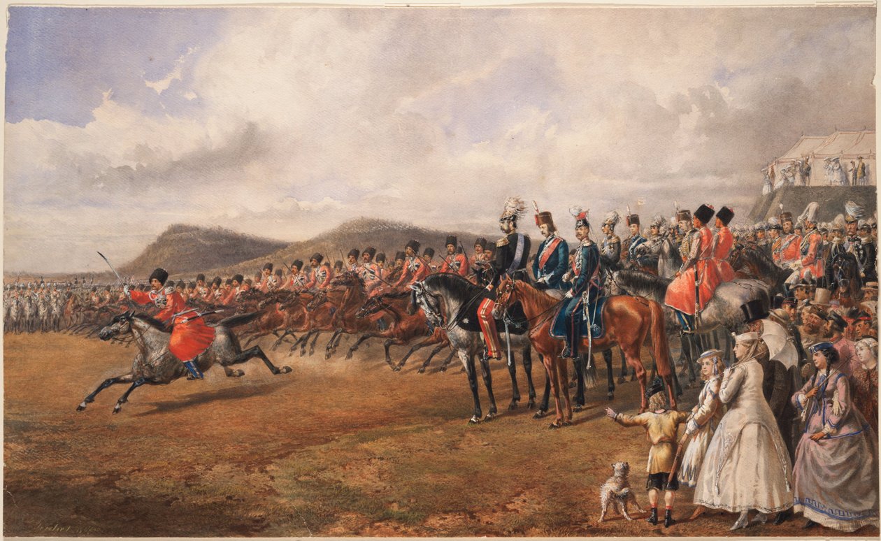 Tsaari Aleksanteri II arvioi joukkoja, 1867 tekijältä Unbekannt