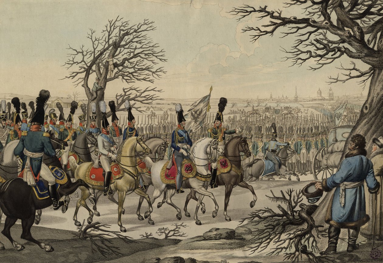 Tsaari Aleksanteri I ja kuningas Frederick William III ennen joukkoja, n. 1813 tekijältä Unbekannt