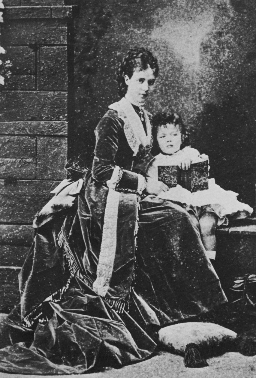 Venäjän tsaaritar Maria Fedorovna ja Tsarevitš Nikolai, n. 1873 tekijältä Unbekannt