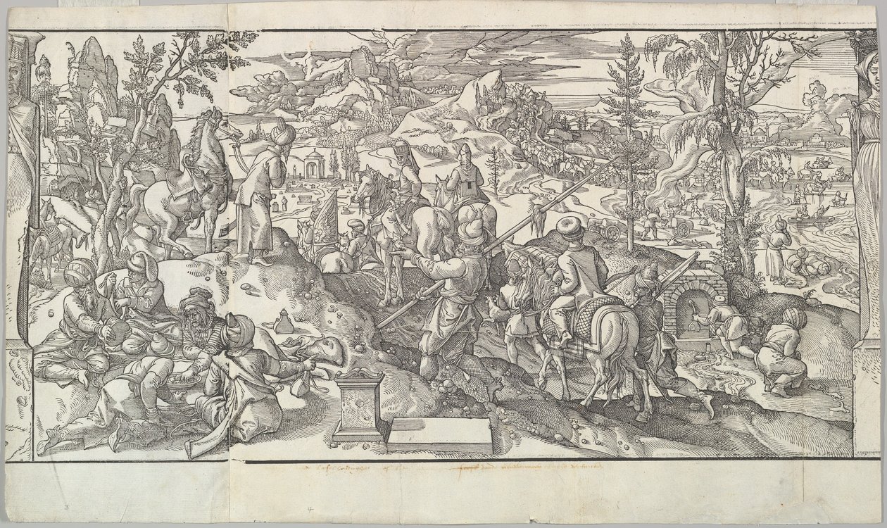 Turkkilaiset sotilaat levossa friisistä Ces Moeurs et fachons de faire de Turcz Customs ..., 1553. tekijältä Unbekannt