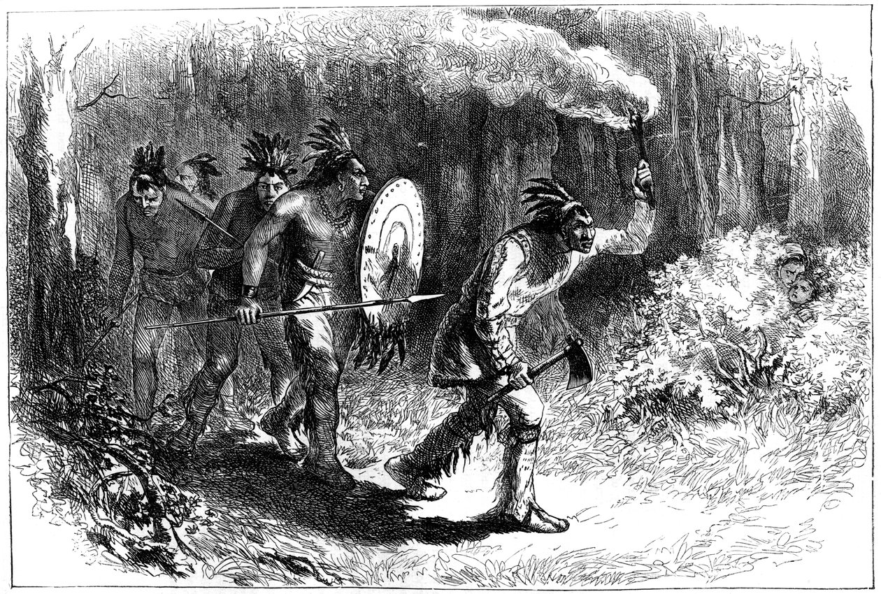 Tuscaroran intiaanit jäljittävät pakolaisia, 1600-luvun loppu - 1700-luvun alku 1880 tekijältä Unbekannt