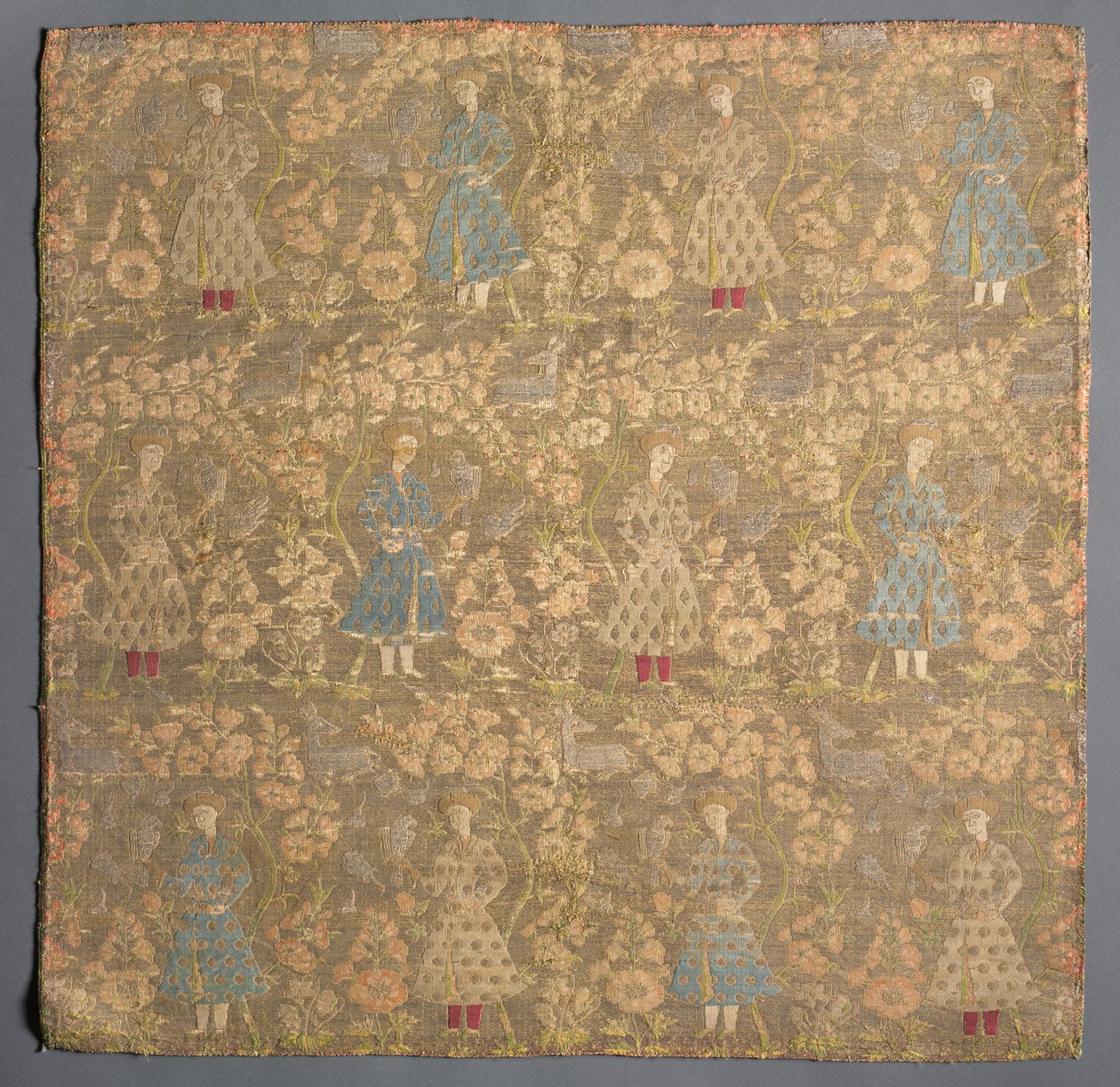 Twill kudottu haukkamiesten kanssa ruusupensaiden keskellä, 1650-1699. tekijältä Unbekannt