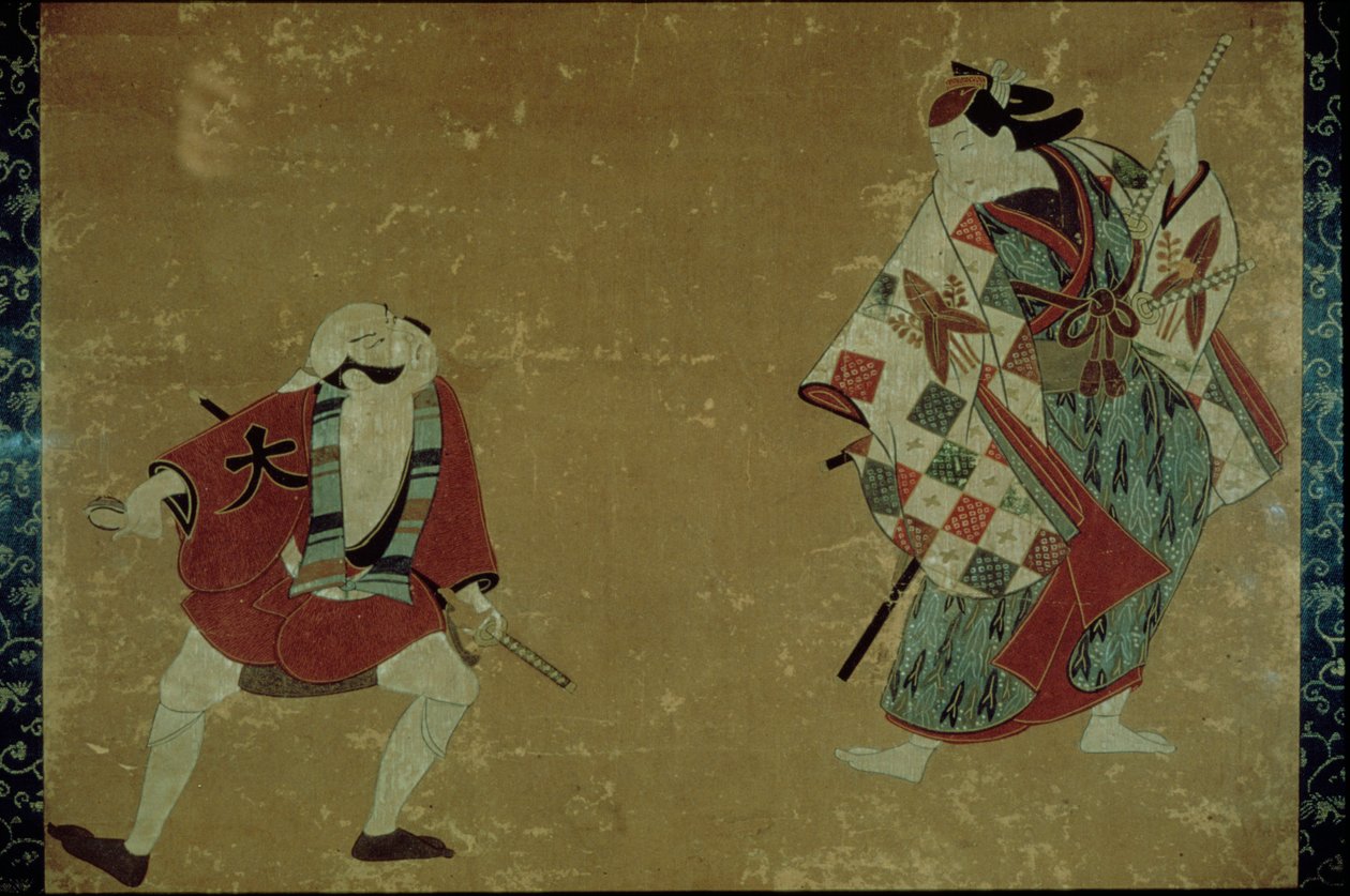 Kaksi näyttelijää näytelmässä, 1700-1705 tekijältä Unbekannt