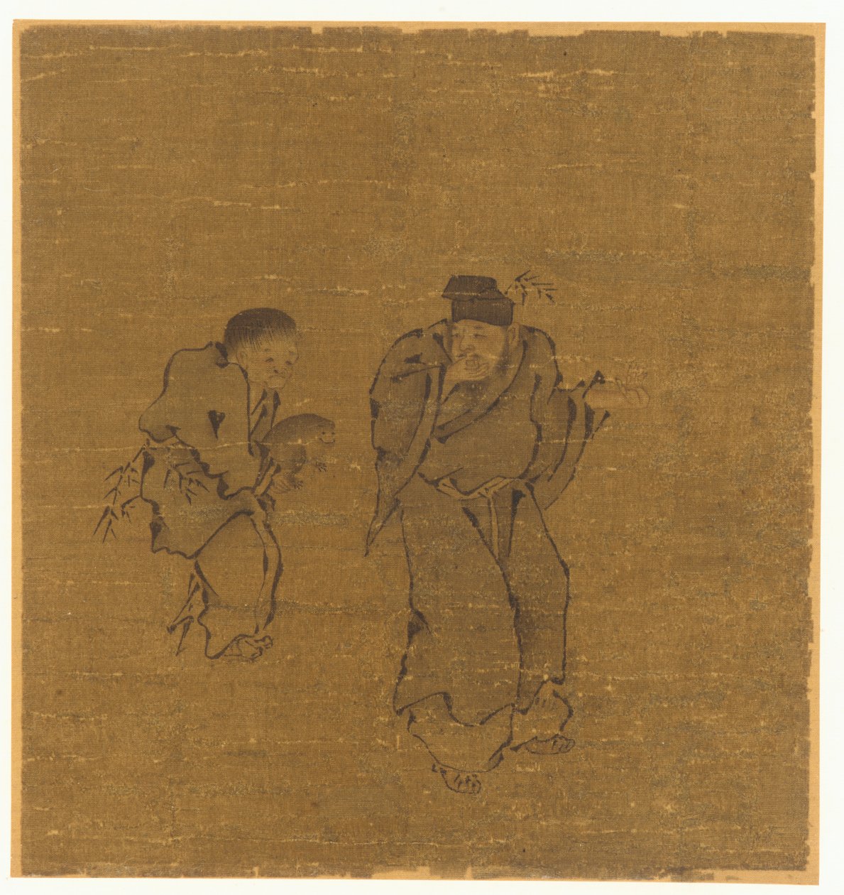 Kaksi mieshahmoa rupikonna-, Ming- tai Qing-dynastian kanssa, 1600-luku. tekijältä Unbekannt