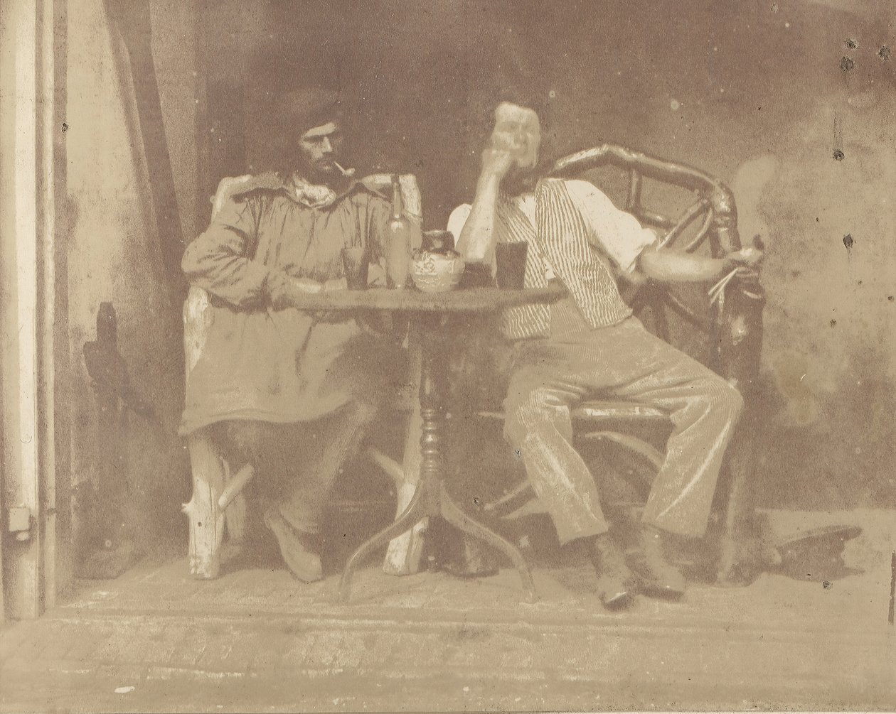 Kaksi miestä pöydän ääressä, 1850-luku. tekijältä Unbekannt