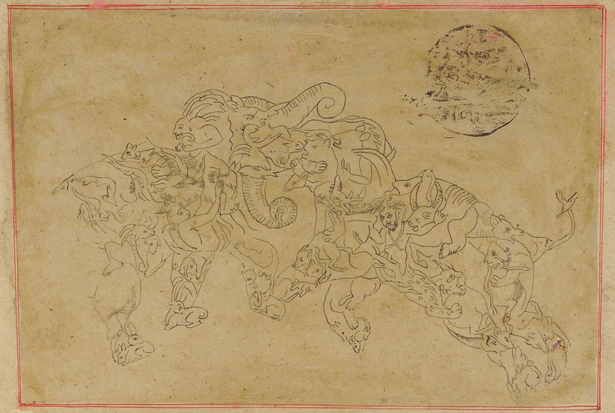 Kaksi yhdistelmänorsua, taistelevat, 1700-luku. tekijältä Unbekannt