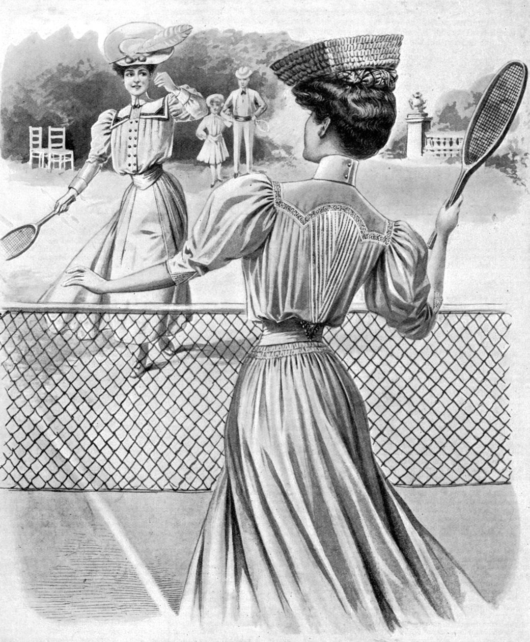 Kaksi tennisasua lokakuulle 1905 tekijältä Unbekannt