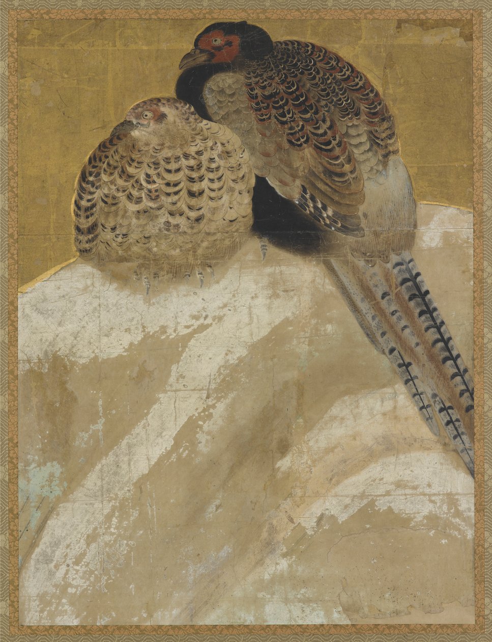 Kaksi fasaania lumipenkillä, Momoyama-kausi, 1700-luku. tekijältä Unbekannt