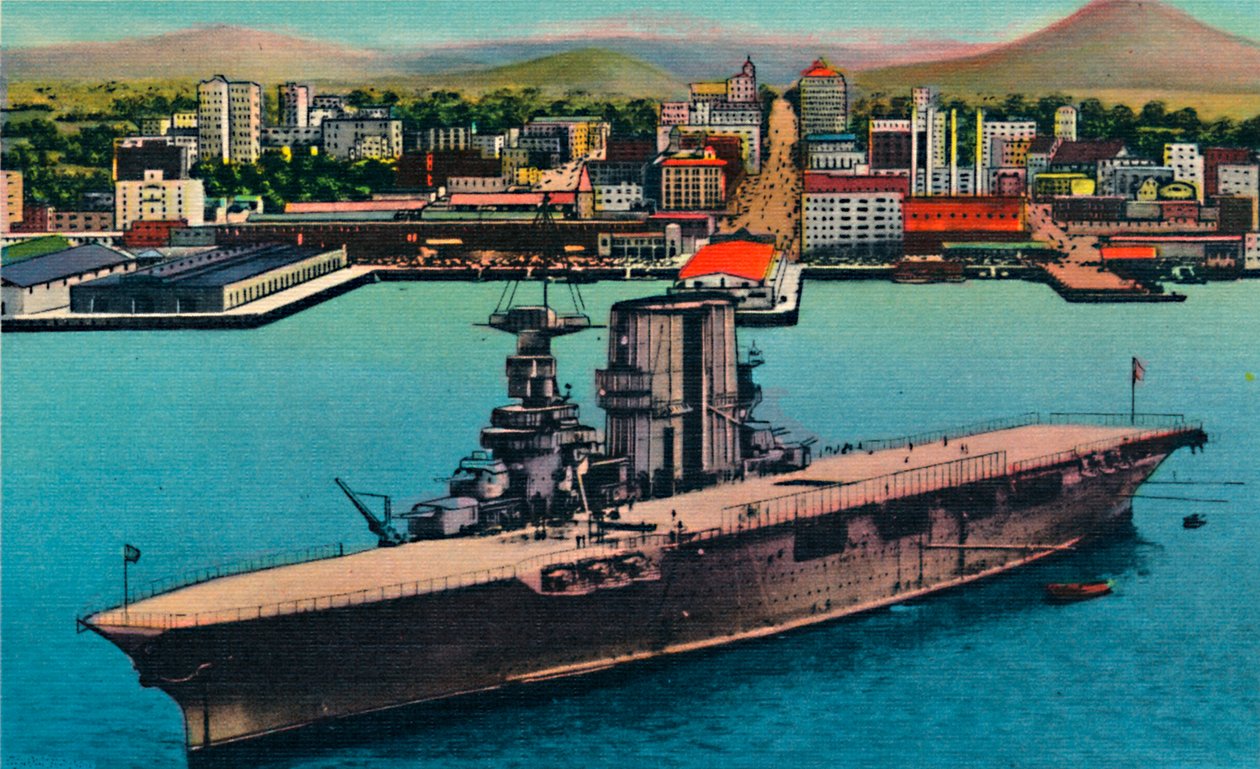 Yhdysvaltain laivaston lentotukialus ankkurissa Broadwayn juurella. San Diego, Kalifornia, 1941 tekijältä Unbekannt