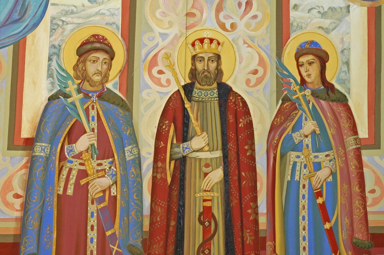Ukraina, Kiova, Pyhän Mikaelin ortodoksinen luostari (alkuperäinen 1108, kunnostus 2001), ulkoinen fresko tekijältä Unbekannt