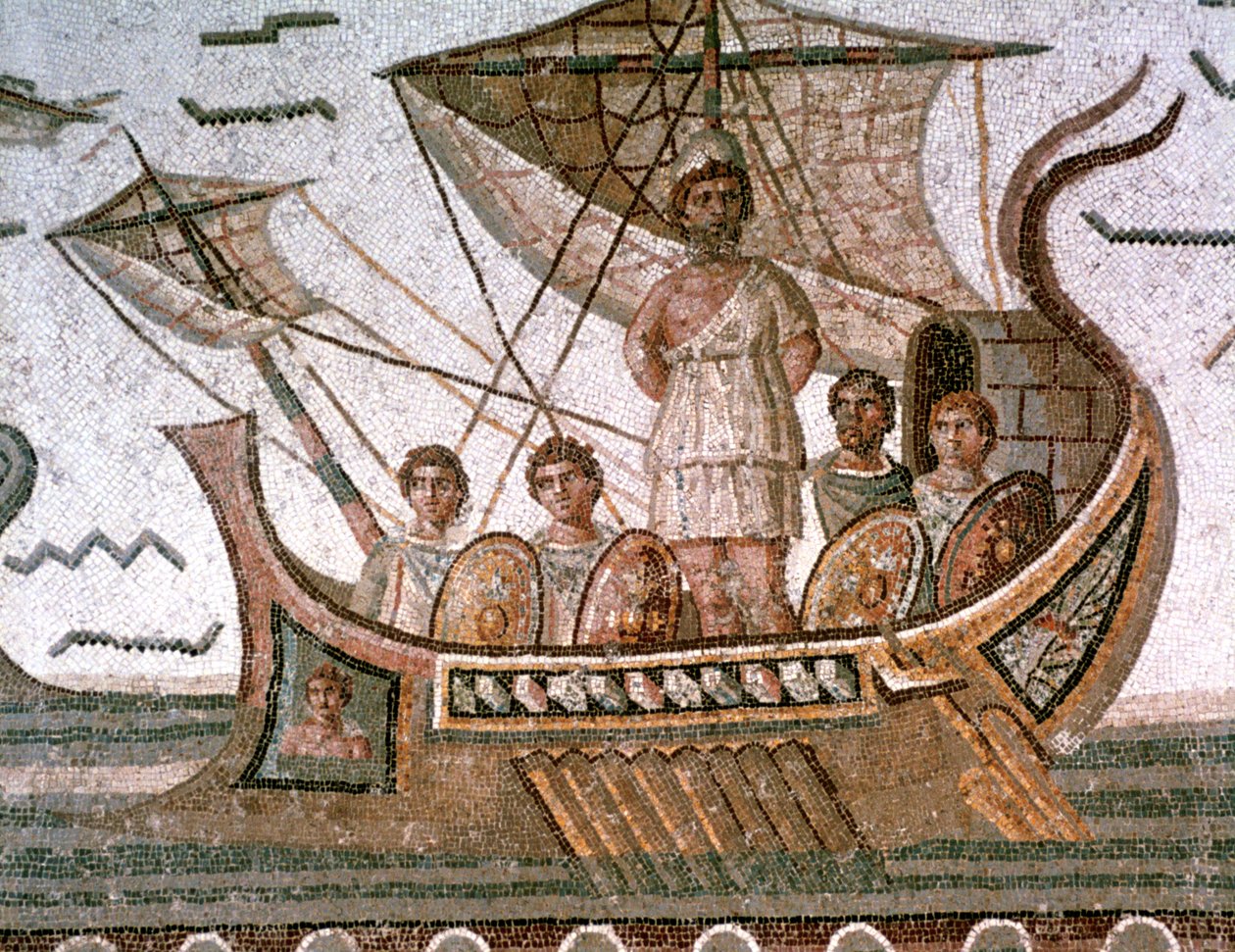 Ulysses ja sireenit, roomalainen mosaiikki, 3. vuosisadalla jKr tekijältä Unbekannt