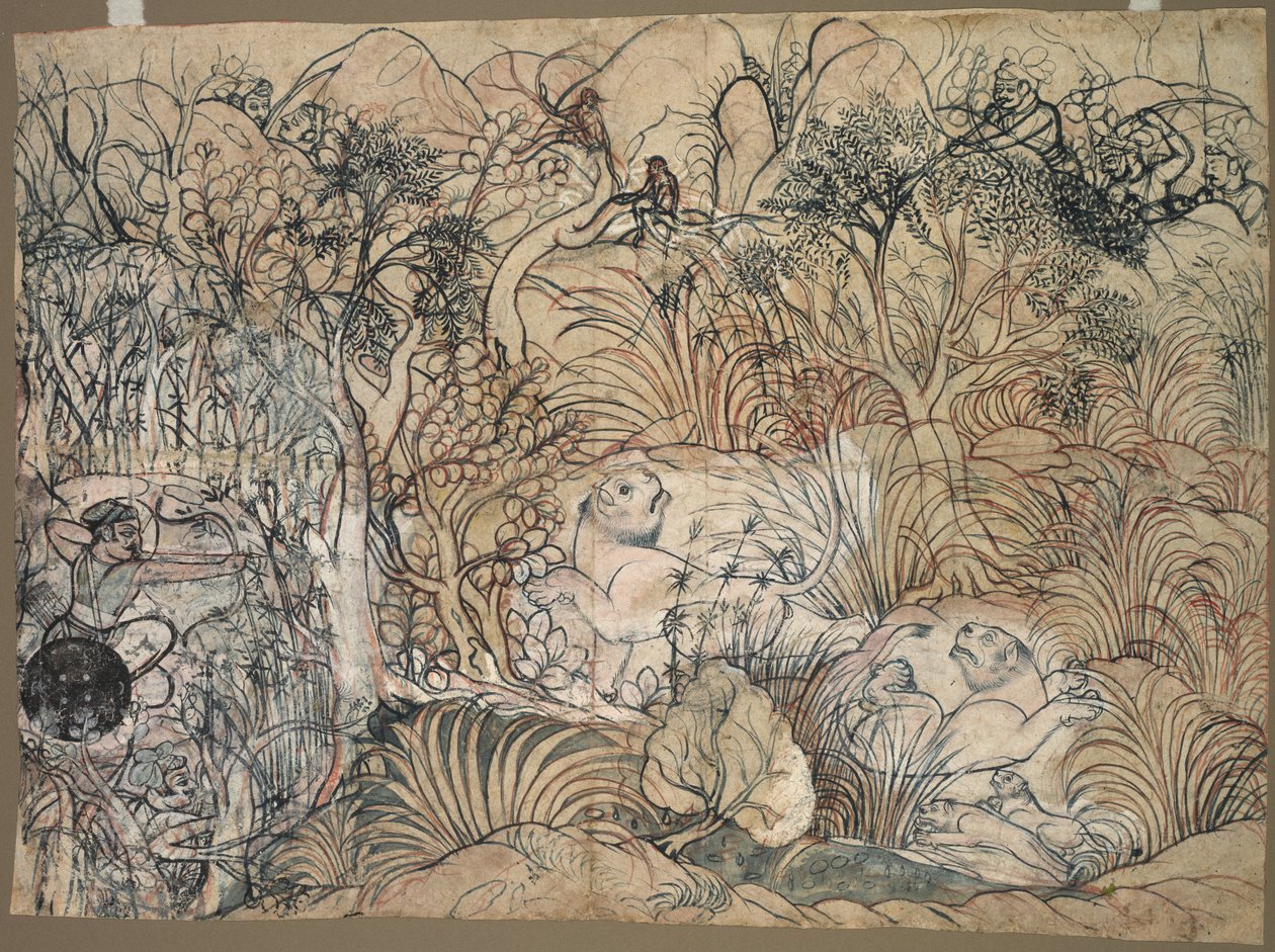 Umed Singh, Kota Hunting Lions, n. 1785-1790. tekijältä Unbekannt