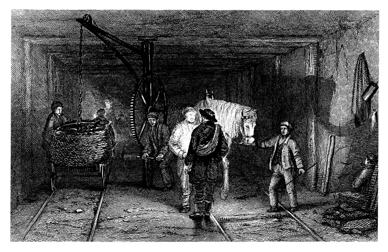 Maanalainen kohtaus hiilikaivoksessa, 1860 tekijältä Unbekannt