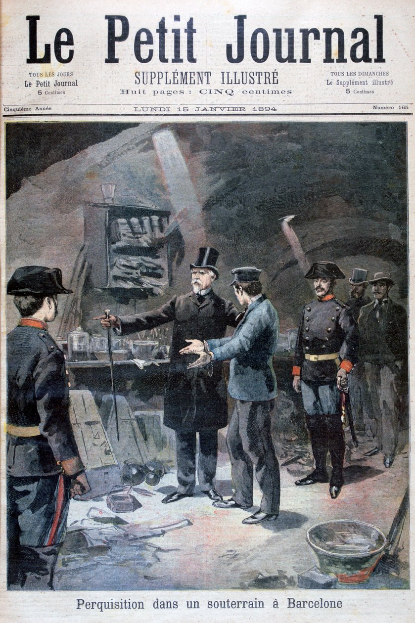 Anarkistien maanalainen etsintä, Barcelona, 1894 tekijältä Unbekannt