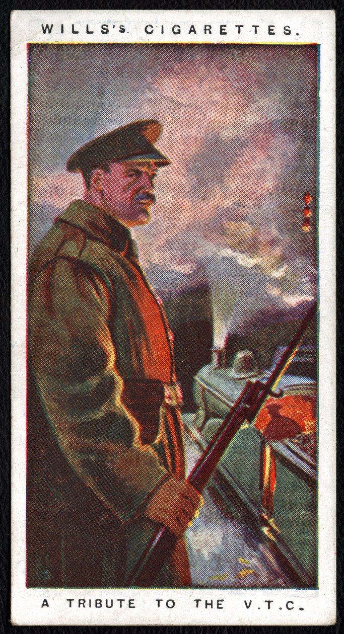 Yhdistynyt kuningaskunta: Yksi 24 savukekortin sarjasta, jonka Imperial Tobacco Company julkaisi vuonna 1917 kunnianosoituksena armeijan ja siviilijoukkojen sotaponnisteluille. tekijältä Unbekannt