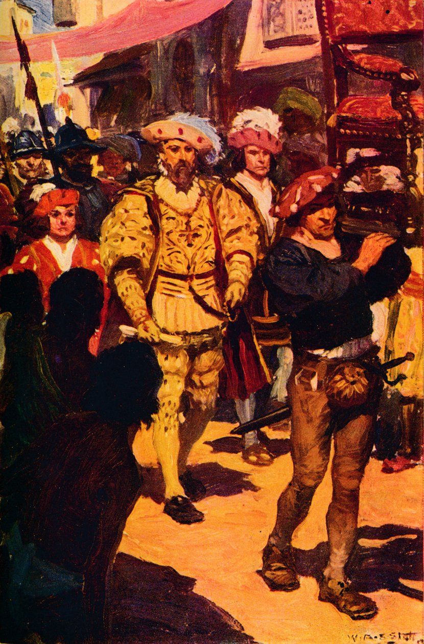 Vasco Da Gama vierailemassa Calicutin kuninkaan luona, 1498 c1912 tekijältä Unbekannt