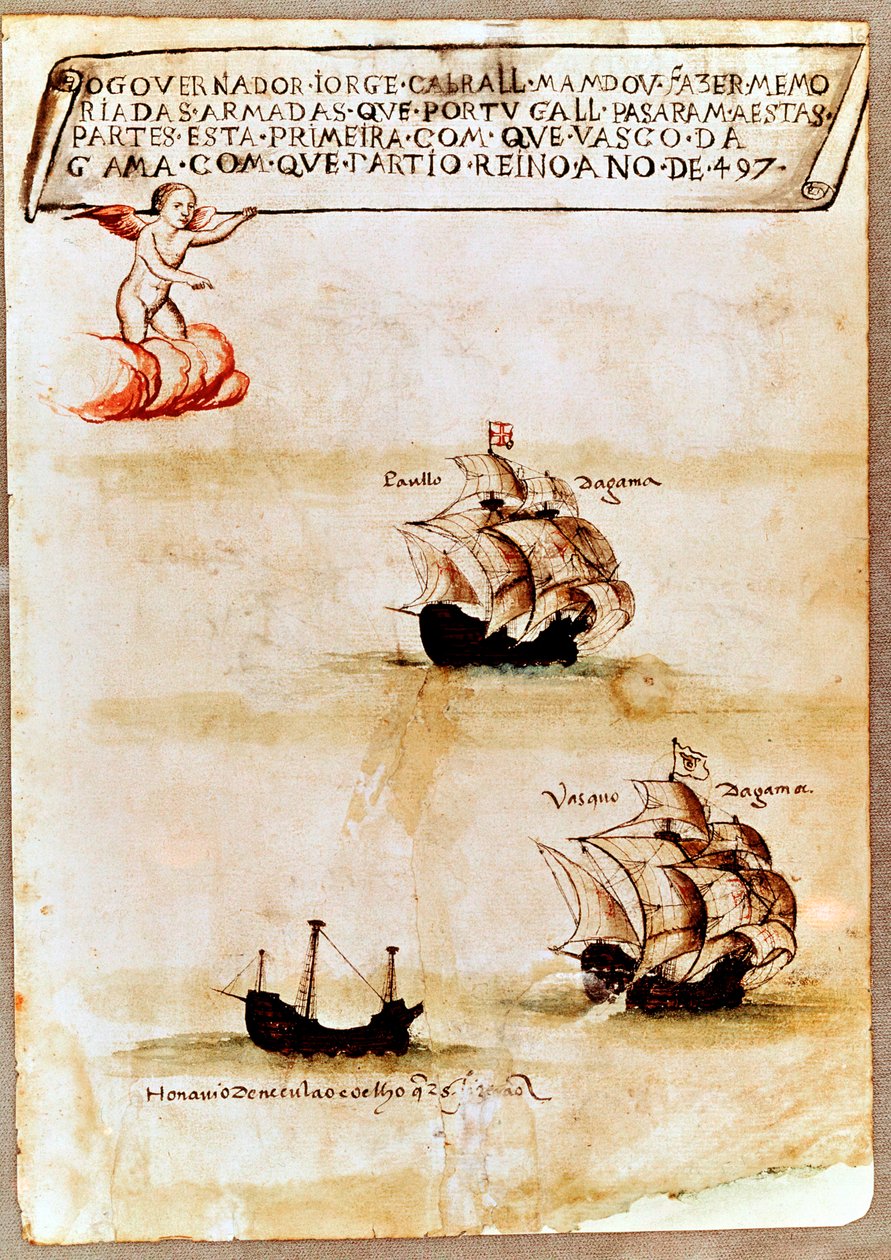 Vasco da Gaman laivasto merellä, 1497 tekijältä Unbekannt