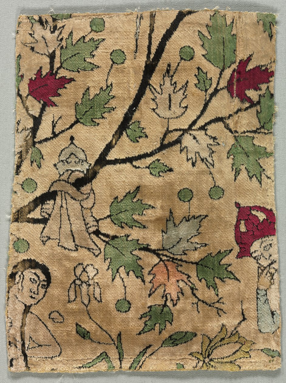 Velvet Fragment, Khusrau Sees Shirin Bathing, 1550-99. tekijältä Unbekannt