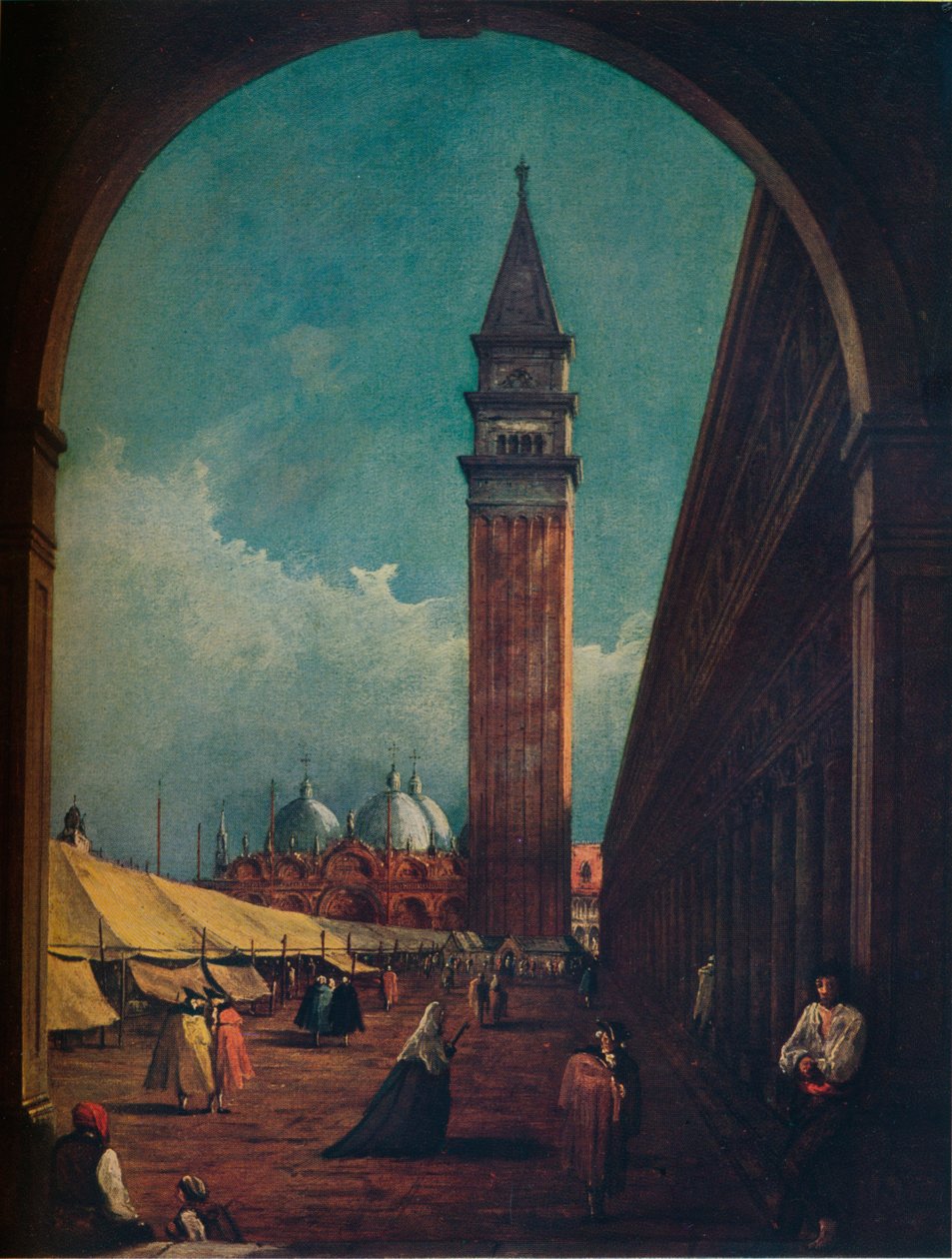 Venetsia: Messut Piazza San Marcolla nähtynä lounaispään holvikäytävän läpi, c1863 tekijältä Unbekannt