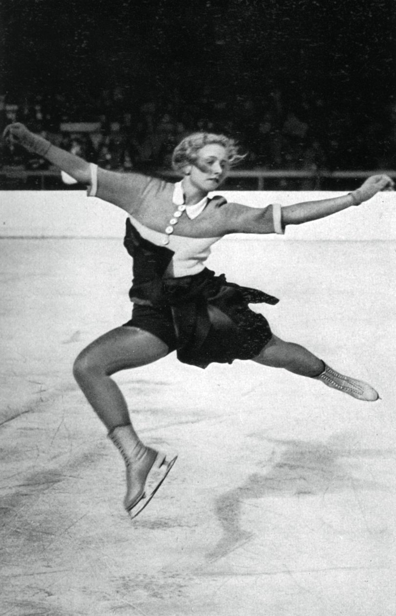Vera Hrubá, tšekkiläinen taitoluistelija, talviolympialaiset, Garmisch-Partenkirchen, Saksa, 1936 tekijältä Unbekannt