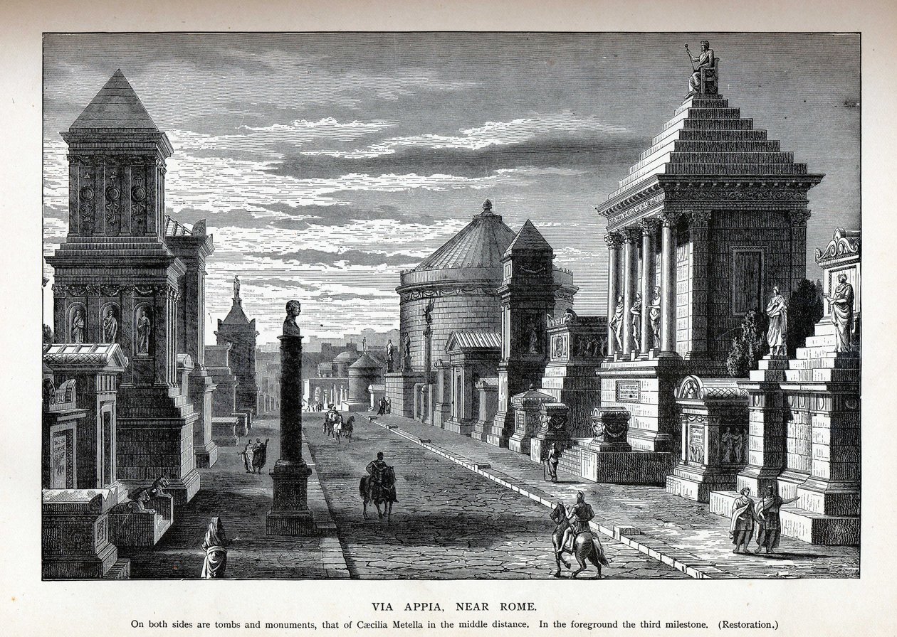 Via Appia lähellä Rooman jälleenrakennusta, 1882 tekijältä Unbekannt