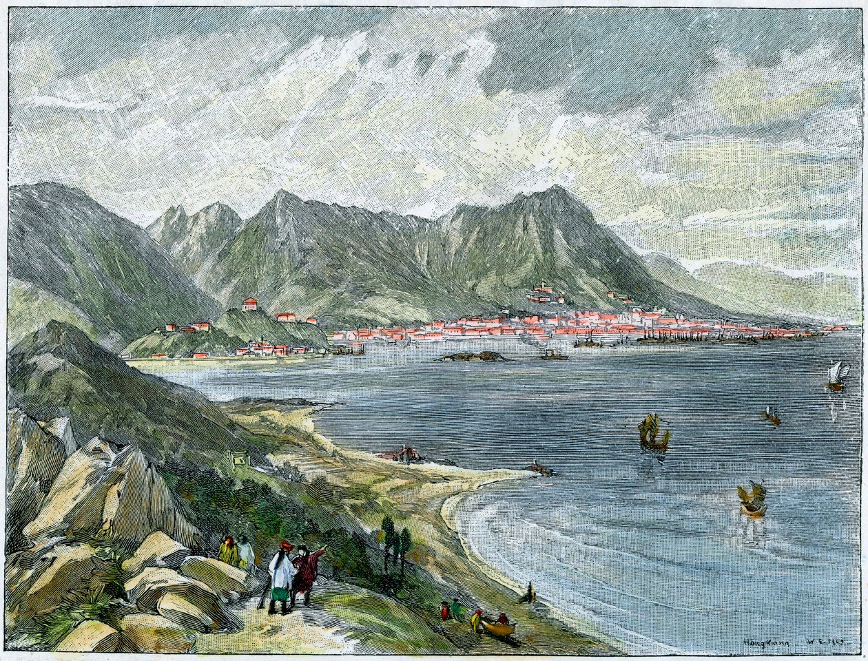 Victoria, Hong Kong, Manner-Kiinan puolelta, 1890 tekijältä Unbekannt