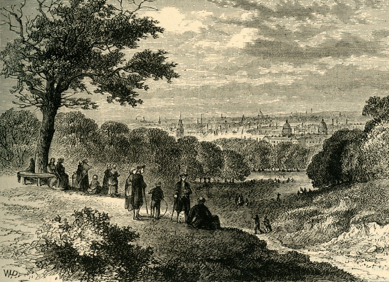 Näkymä One-Tree Hilliltä, Greenwich Parkista, vuonna 1846, vuonna 1878. tekijältä Unbekannt