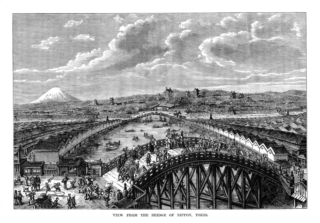 Näkymä Nipponin sillalta, Tokio, Japani, 1877 tekijältä Unbekannt
