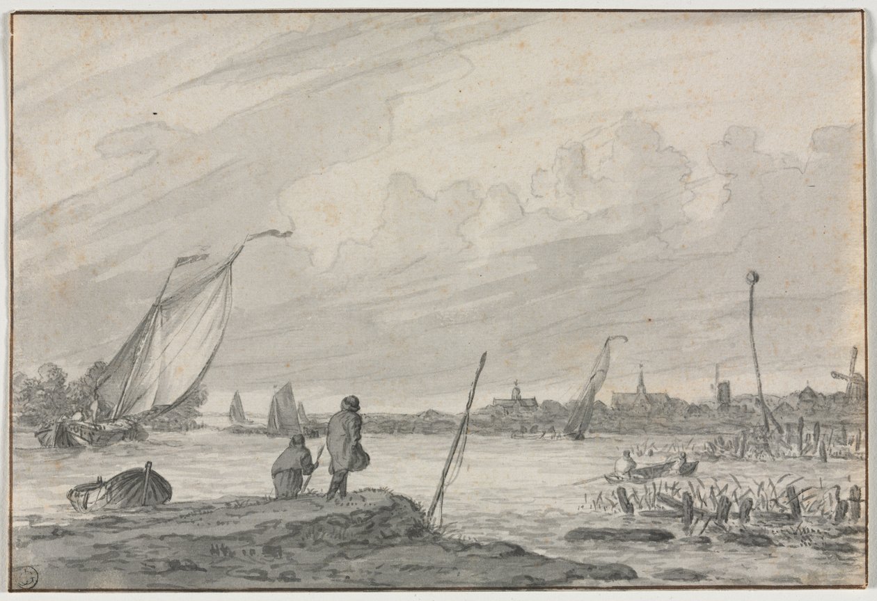 Näkymä Alkmaarille veneineen, 1600-luku. tekijältä Unbekannt