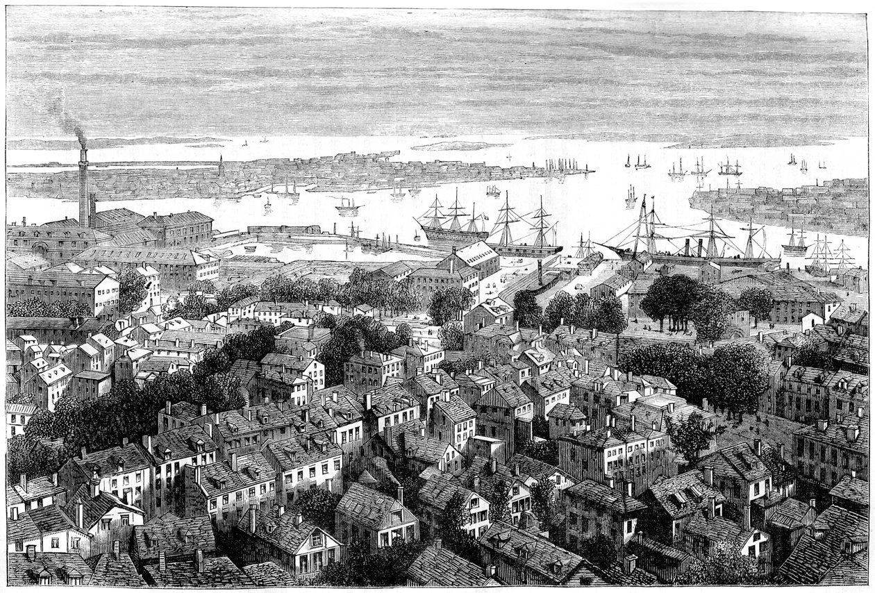 Näkymä Bostoniin Bunkers Hillistä, Massachusettsista, 1770-luku 1880 tekijältä Unbekannt