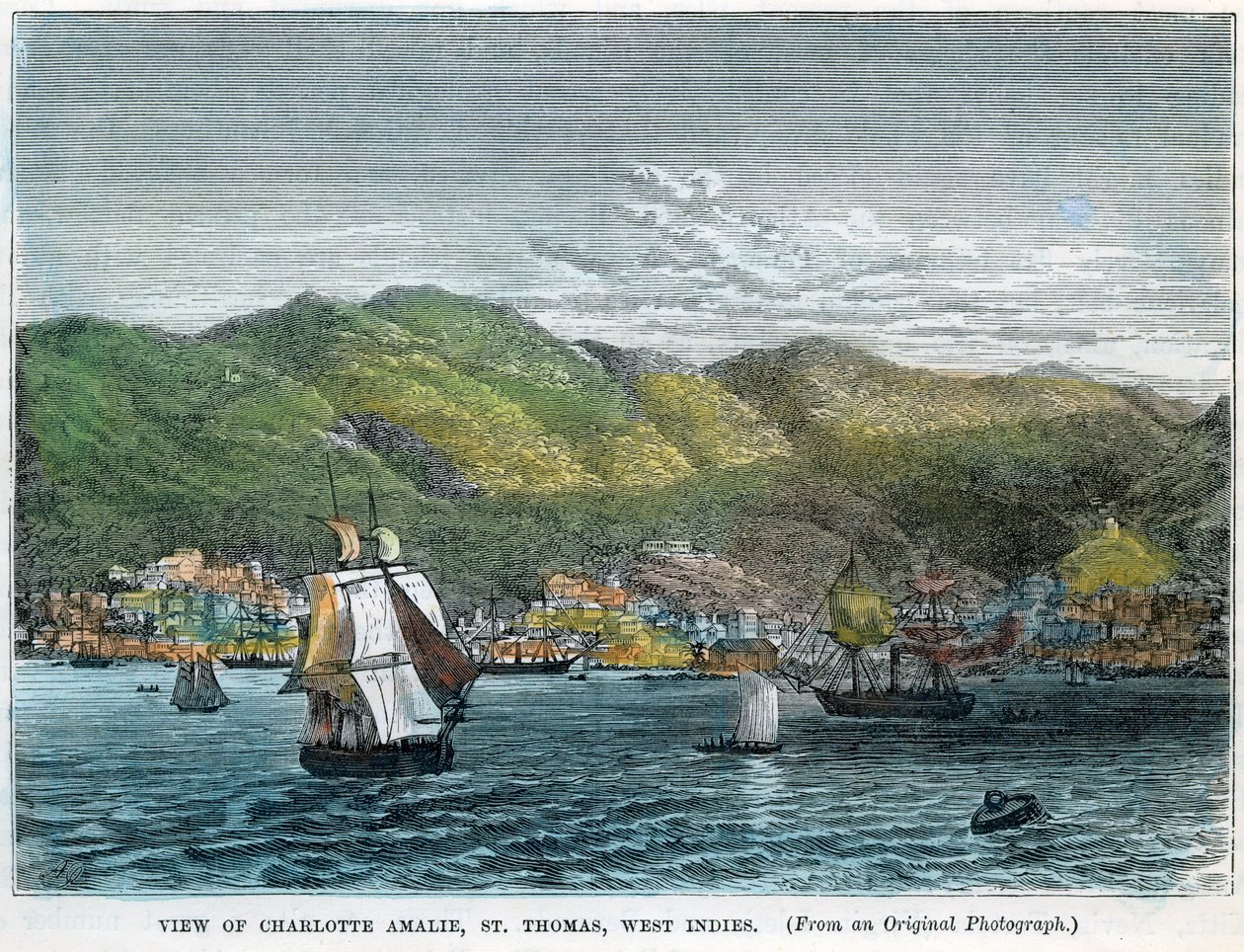 Näkymä Charlotte Amalielle, St Thomas, Länsi-Intia, vuodelta 1880 tekijältä Unbekannt