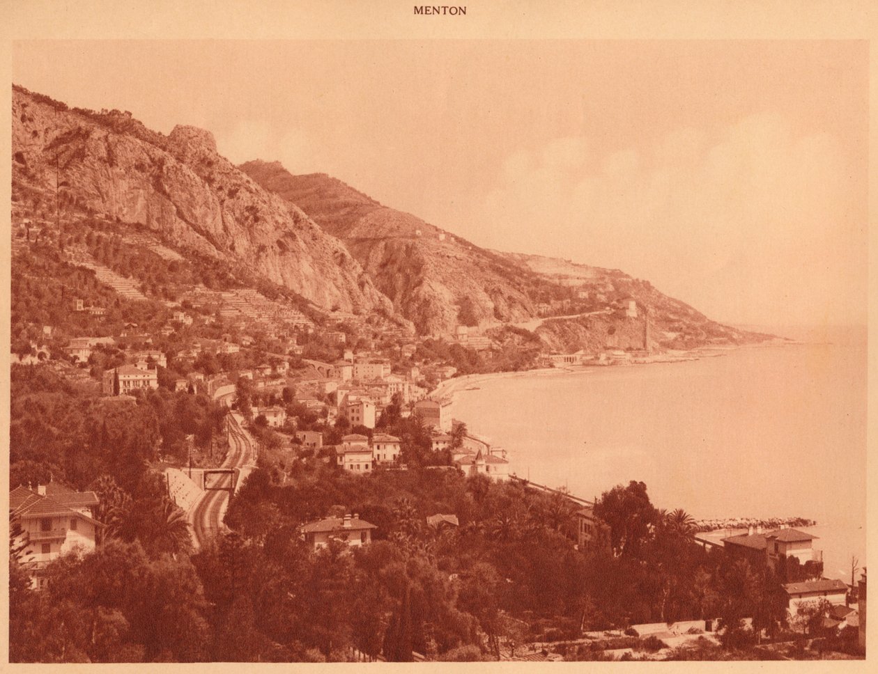 Näkymä Garavanista ja Italian rajasta, Menton, 1930. tekijältä Unbekannt