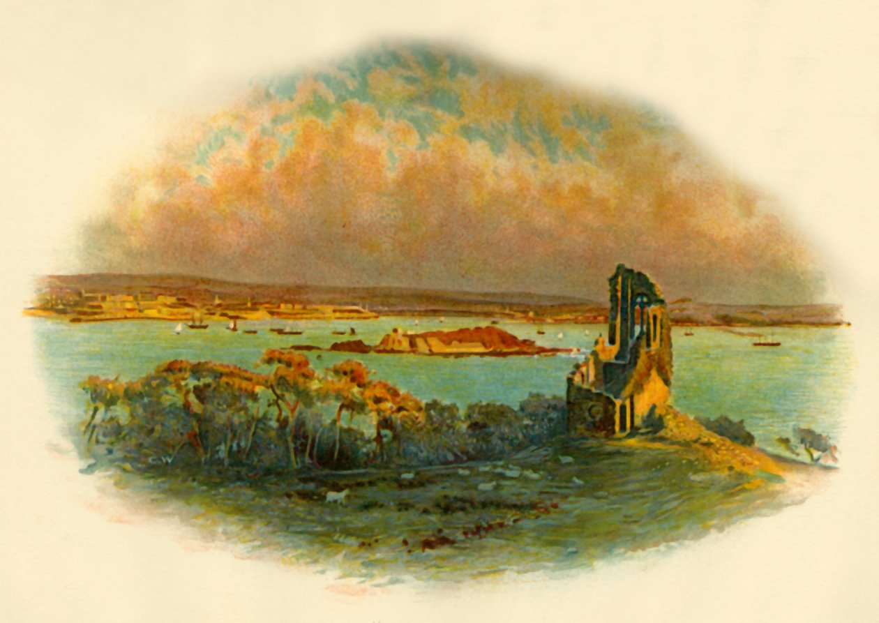 Näkymä Mount Edgcumbelle, Cornwallissa, katsomassa Plymouth Soundin yli, c1890. tekijältä Unbekannt