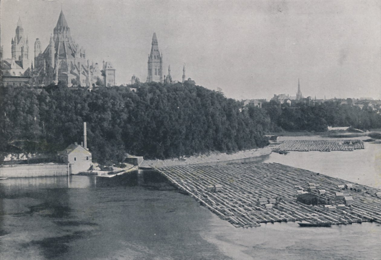 Näkymä Ottawasta hirsilautaineen, 1924 tekijältä Unbekannt