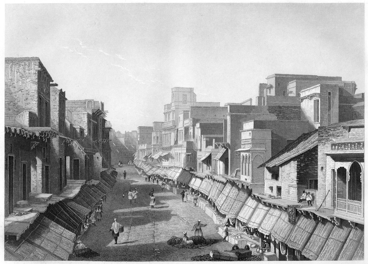 Näkymä Principal Streetille, Agra, c1860 tekijältä Unbekannt
