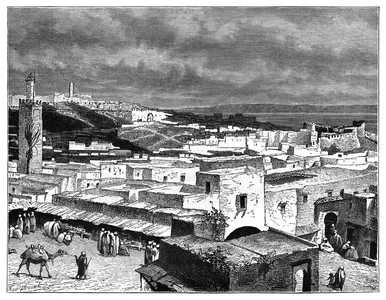 Näkymä Tangeriin, Marokkoon, maan puolelta, c1890 tekijältä Unbekannt
