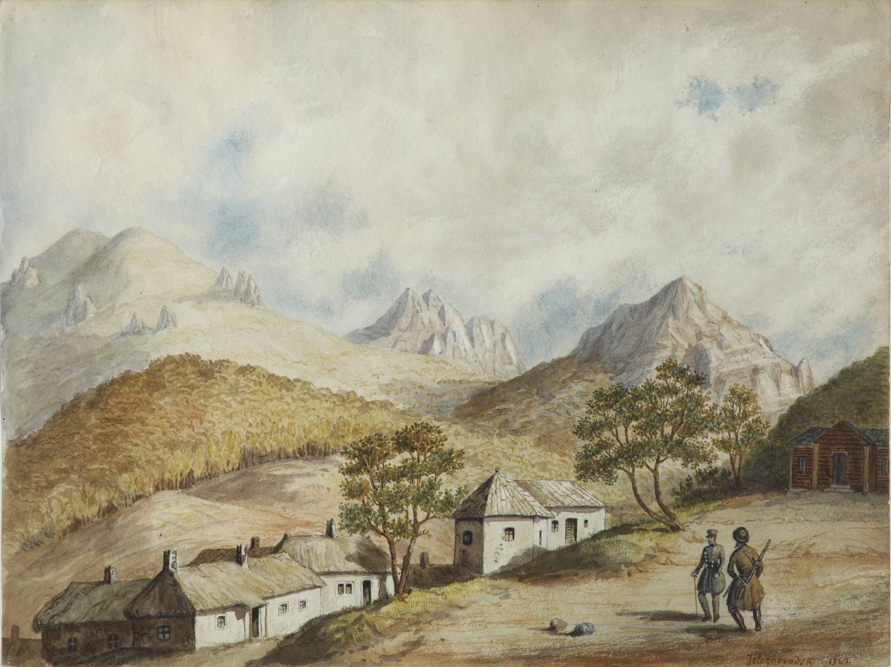 Näkymä Zheleznovodskiin, 1842 tekijältä Unbekannt