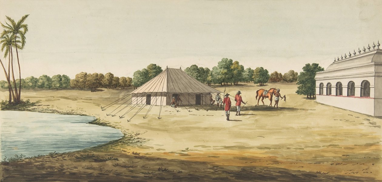 Näkymä Chaudézielle englantilaisen matkustajan teltan sisätiloissa, n. 1828-30. tekijältä Unbekannt