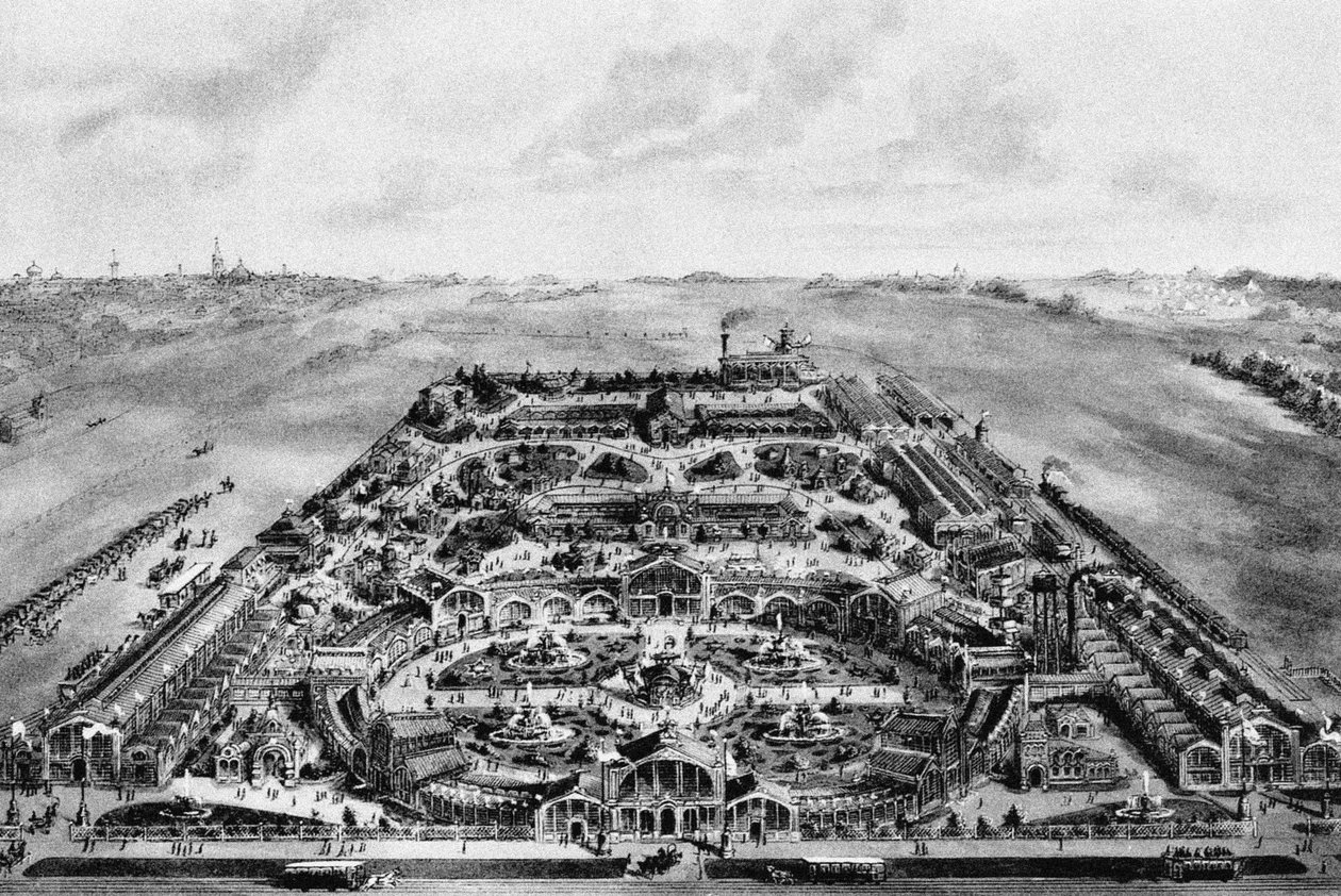 Näkymä koko Venäjän näyttelystä 1882 Khodynka, Moskova, 1882 tekijältä Unbekannt