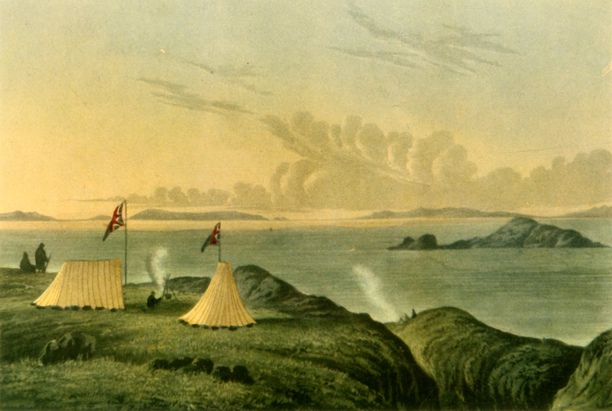 "Näkymä Arktisellemerelle kuparikaivosjoen suulta, keskiyö, heinäkuu 1821", 1946. tekijältä Unbekannt