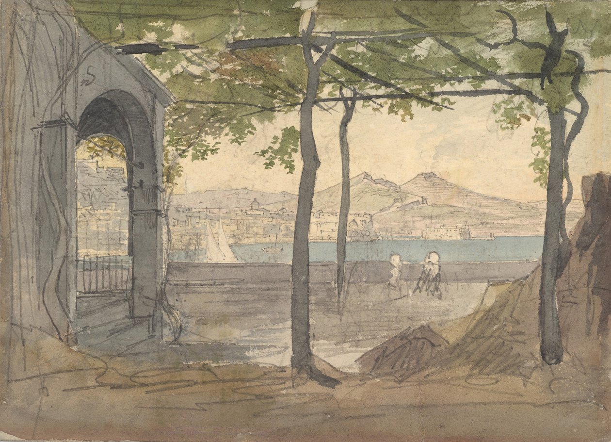 Näkymä Napolinlahdelle ja Vesuvius-vuorelle, 1800-luvun alku. tekijältä Unbekannt